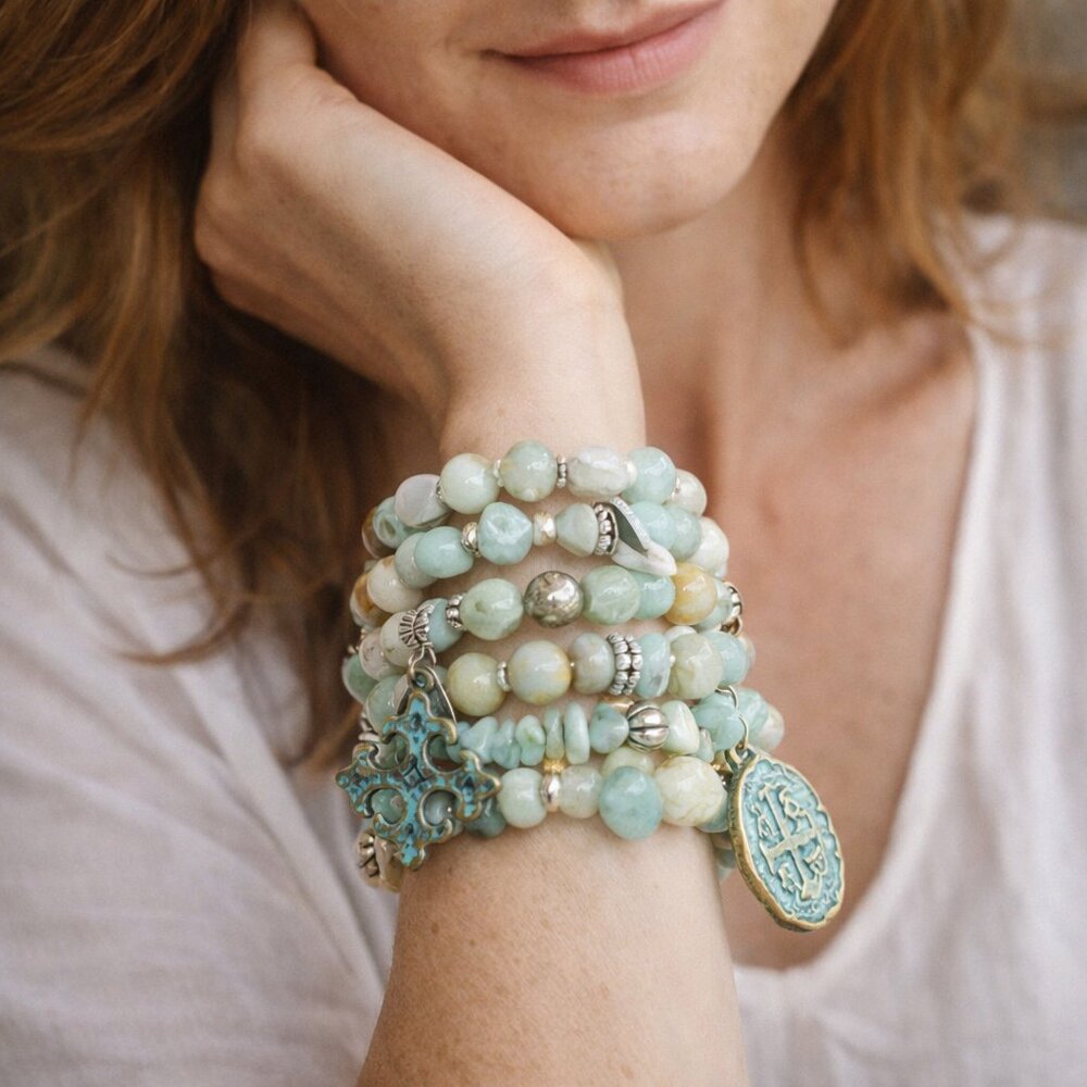 Cake Mix Amazonite Bracelets set of 6 - by Julio Designs - Picture 8 of 8